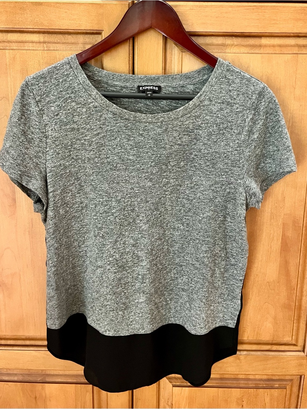 Express Gray & Black Mixed Media Tee | Women’s Small